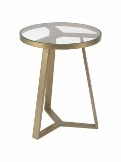 Westwing Collection Table d'appoint dorée plateau en verre Fortunata, Ø 40 x haut. 51 cm -furniture Soldes Table dappoint doree plateau en verre Fortunata 4