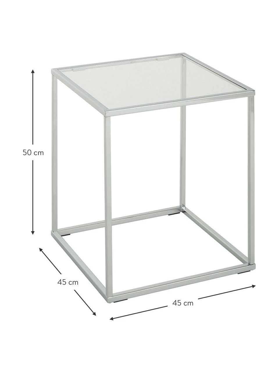 Westwing Collection Table d'appoint en argent plateau en verre Maya, larg. 45 x haut. 50 cm 2 Westwing Collection Table d'appoint en argent plateau en verre Maya, larg. 45 x haut. 50 cm – Image 2