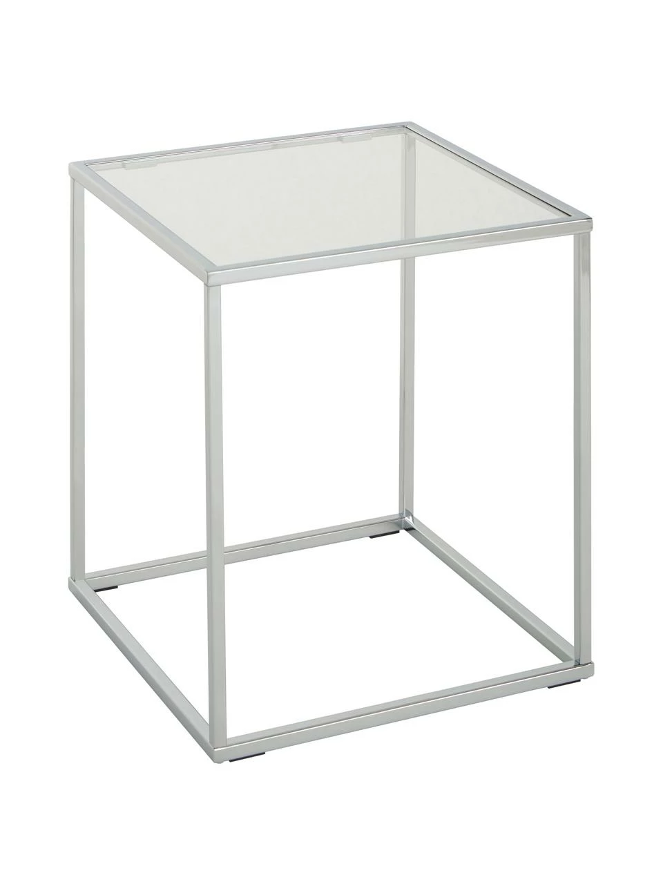 Westwing Collection Table d'appoint en argent plateau en verre Maya, larg. 45 x haut. 50 cm 1 Westwing Collection Table d'appoint en argent plateau en verre Maya, larg. 45 x haut. 50 cm