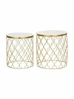 Westwing Collection Table d'appoint en marbre Blake, 2 élém., Lot de différentes tailles