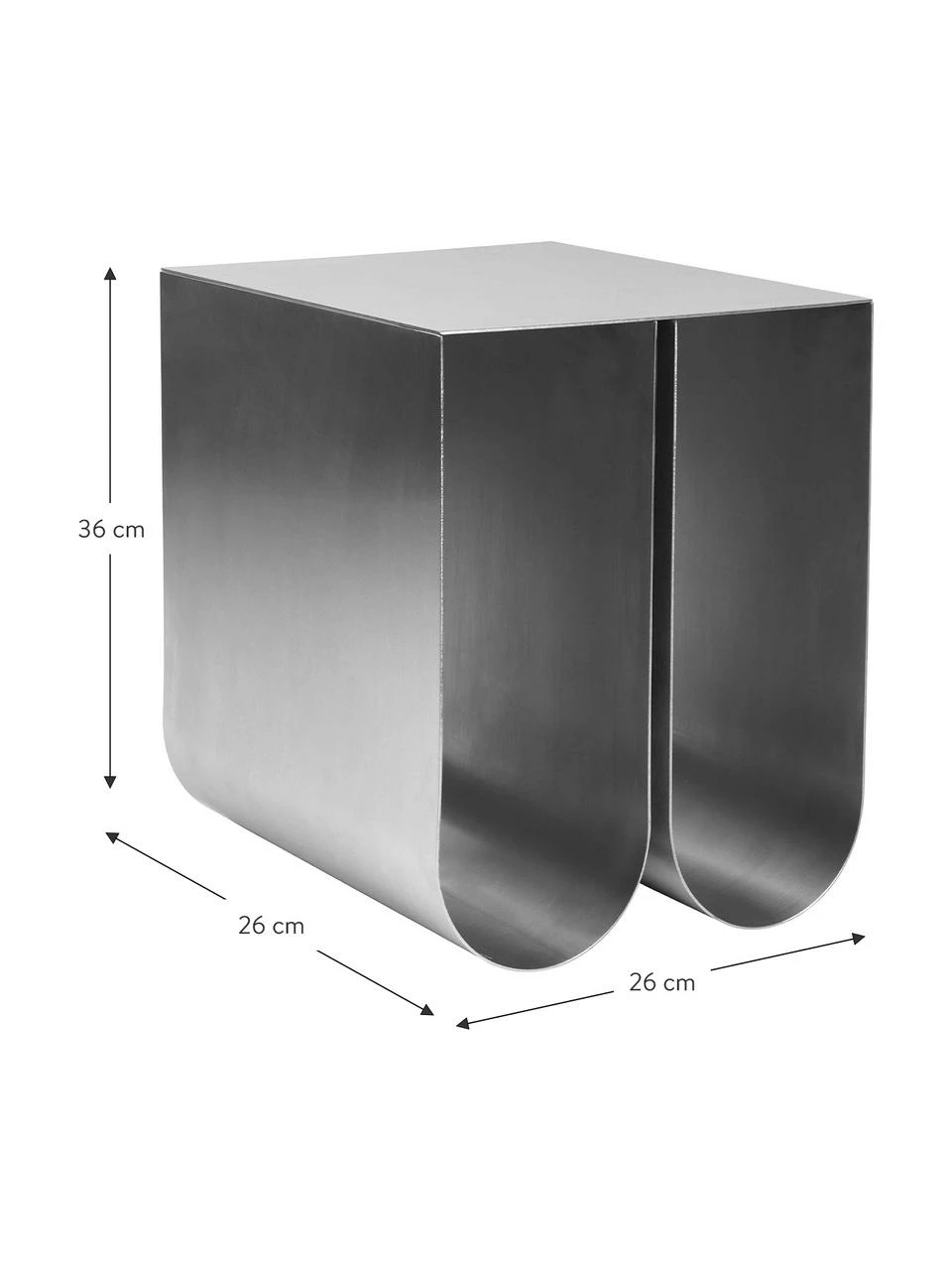 Table d'appoint en métal argenté Curved, larg. 26 x haut. 36 cm 3 Table d'appoint en métal argenté Curved, larg. 26 x haut. 36 cm – Image 3