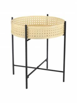 Table d'appoint en métal avec cannage Jaylee, Ø 38 x haut. 45 cm