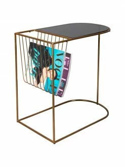Dutchbone Table d'appoint en métal avec porte-revues Eileen, larg. 51 x prof. 32 cm -furniture Soldes Table dappoint en metal avec porte revues Eileen 4