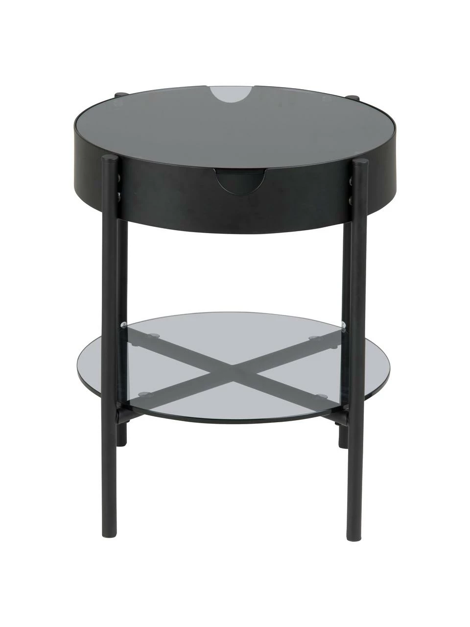 Table d'appoint en verre avec rangement Tipton, Ø 45 x haut. 50 cm 5 Table d'appoint en verre avec rangement Tipton, Ø 45 x haut. 50 cm – Image 5