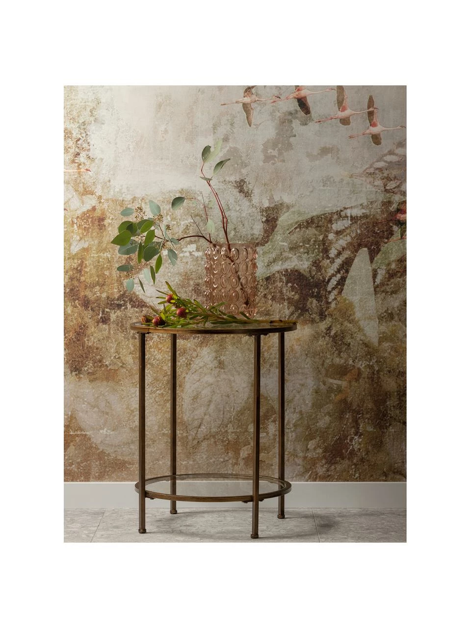 Table d'appoint en verre finition antiquaire Goddess, Ø 46 x haut. 61 cm 2 Table d'appoint en verre finition antiquaire Goddess, Ø 46 x haut. 61 cm – Image 2