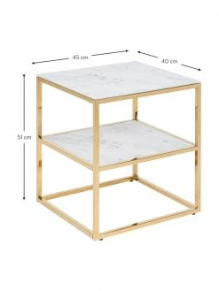 Table d'appoint en verre marbré Aruba, larg. 40 x haut. 51 cm -furniture Soldes Table dappoint en verre marbre Aruba 2