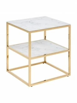 Table d'appoint en verre marbré Aruba, larg. 40 x haut. 51 cm