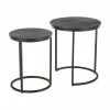 Westwing Collection Table d'appoint gigogne noire en manguier Andrew, 2 élém., Lot de différentes tailles