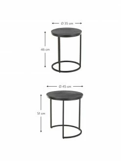 Westwing Collection Table d'appoint gigogne noire en manguier Andrew, 2&nbsp;&eacute;l&eacute;m., Lot de différentes tailles -furniture Soldes Table dappoint gigogne noire en manguier Andrew 2 elem 3