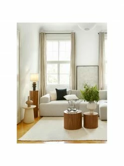 HKliving Table d'appoint grès beige Dunstan, Ø 40 x haut. 43 cm -furniture Soldes Table dappoint gres beige Dunstan 2
