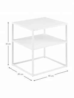 Westwing Collection Table d'appoint industrielle en métal blanc avec tablette Neptun, larg. 45 x prof. 40 cm -furniture Soldes Table dappoint industrielle en metal blanc avec tablette Neptun 3