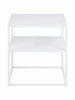 Westwing Collection Table d'appoint industrielle en métal blanc avec tablette Neptun, larg. 45 x prof. 40 cm -furniture Soldes Table dappoint industrielle en metal blanc avec tablette Neptun 4