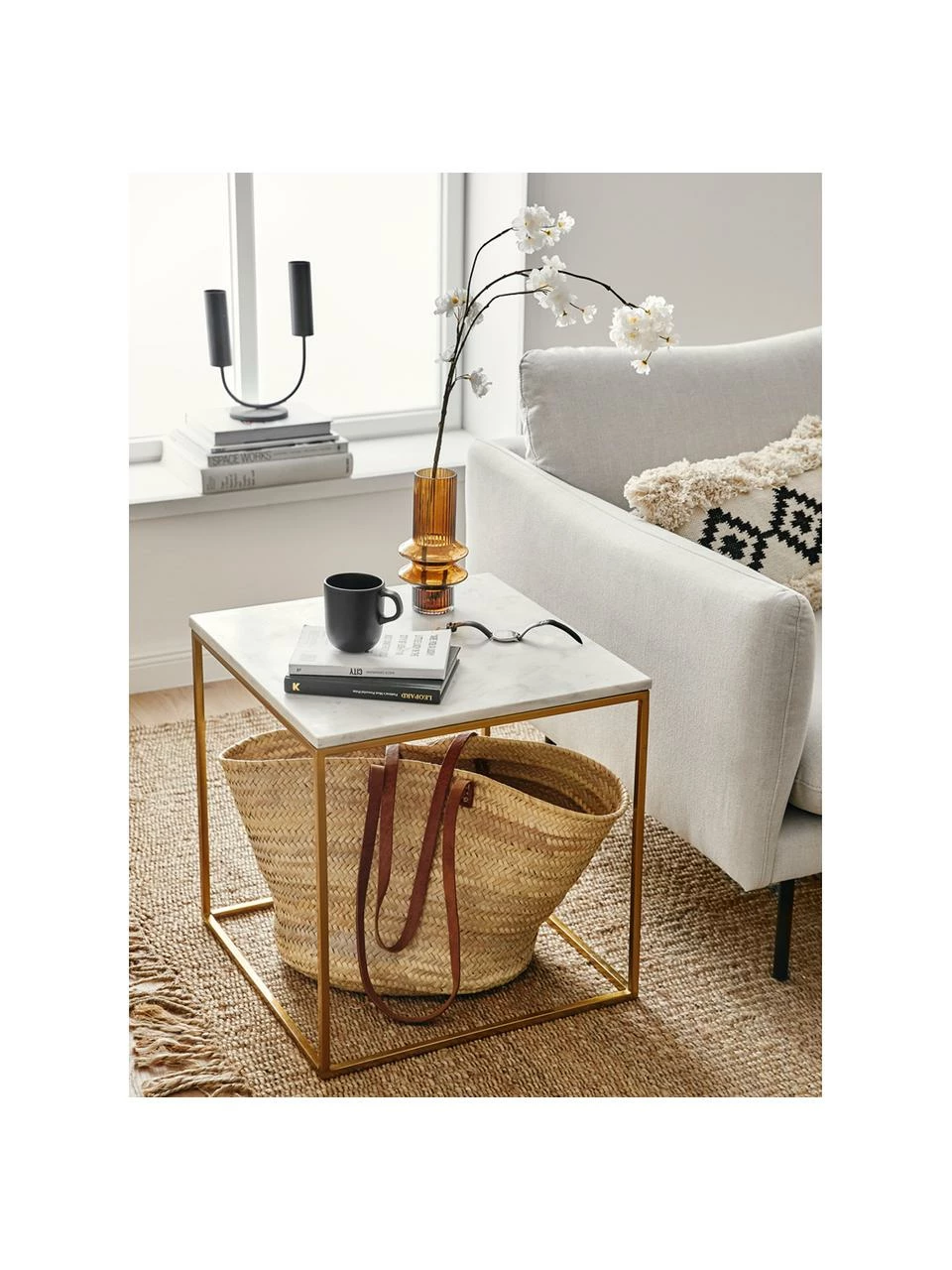 Westwing Collection Table d'appoint marbre Alys, larg. 45 x haut. 50 cm 2 Westwing Collection Table d'appoint marbre Alys, larg. 45 x haut. 50 cm – Image 2