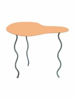 &k amsterdam Table d'appoint métal orange Squiggle, larg. 34 x long. 35 cm