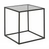 Westwing Collection Table d'appoint noire avec plateau en verre Maya, larg. 45 x haut. 50 cm