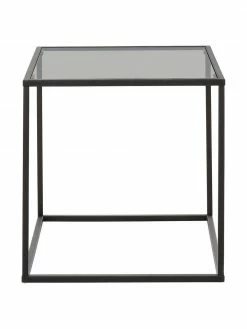 Westwing Collection Table d'appoint noire avec plateau en verre Maya, larg. 45 x haut. 50 cm -furniture Soldes Table dappoint noire avec plateau en verre Maya 2