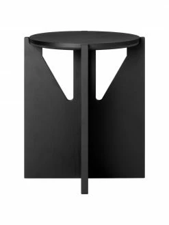 Table d'appoint noire bois de chêne Future, Ø 36 x haut. 42 cm