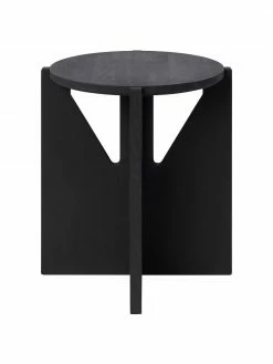 Table d'appoint noire bois de chêne Future, Ø 36 x haut. 42 cm -furniture Soldes Table dappoint noire bois de chene Future 3