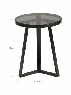 Westwing Collection Table d'appoint noire plateau rond en verre Fortunata, Ø 40 x haut. 51 cm -furniture Soldes Table dappoint noire plateau rond en verre Fortunata 2