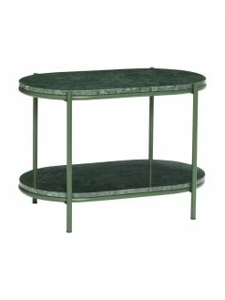 Hübsch Table d'appoint ovale en marbre vert foncé Nusa, larg. 58 x haut. 40 cmDisponibilité limitée