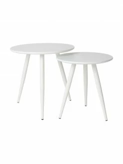 Table d'appoint ronde blanche Daven, 2 élém., Lot de différentes tailles
