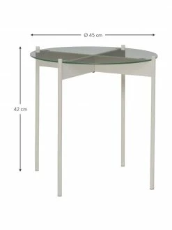 Hübsch Table d'appoint ronde blanche en verre Beam, Ø 45 x haut. 42 cm -furniture Soldes Table dappoint ronde blanche en verre Beam 2