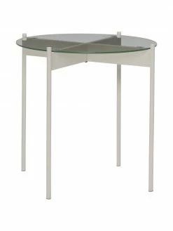 Hübsch Table d'appoint ronde blanche en verre Beam, Ø 45 x haut. 42 cm