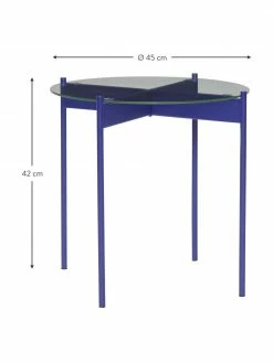 Hübsch Table d'appoint ronde bleu foncé en verre Beam, Ø 45 x haut. 42 cm 6 Hübsch Table d'appoint ronde bleu foncé en verre Beam, Ø 45 x haut. 42 cm -furniture Soldes Table dappoint ronde bleu fonce en verre Beam 2