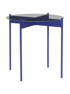 Hübsch Table d'appoint ronde bleu foncé en verre Beam, Ø 45 x haut. 42 cm
