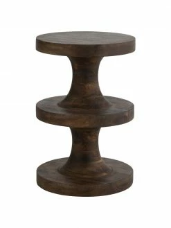 Table d'appoint ronde bois de manguier Retina, Ø 30 x haut. 45 cm