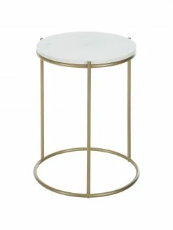 Westwing Collection Table d'appoint ronde en marbre Ella, Ø 40 x haut. 50 cm