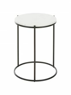 Westwing Collection Table d'appoint ronde en marbre Ella, Ø 40 x haut. 50 cm