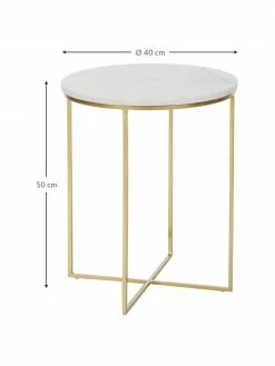 Westwing Collection Table d'appoint ronde marbre Alys, Ø 40 x haut. 50 cm -furniture Soldes Table dappoint ronde marbre Alys 2
