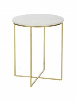 Westwing Collection Table d'appoint ronde marbre Alys, Ø 40 x haut. 50 cm