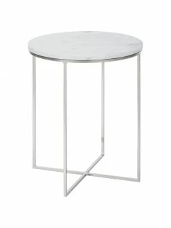 Westwing Collection Table d'appoint ronde marbre Alys, Ø 40 x haut. 50 cm