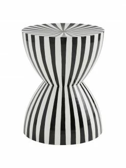 Table d'appoint ronde métal noir/blanc Pello, Ø 35 x haut. 46 cm