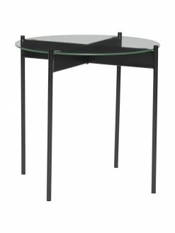 Hübsch Table d'appoint ronde noire en verre Beam, Ø 45 x haut. 42 cm