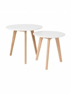 Table d'appoint ronde scandinave Bodine, 2 élém., Lot de différentes tailles