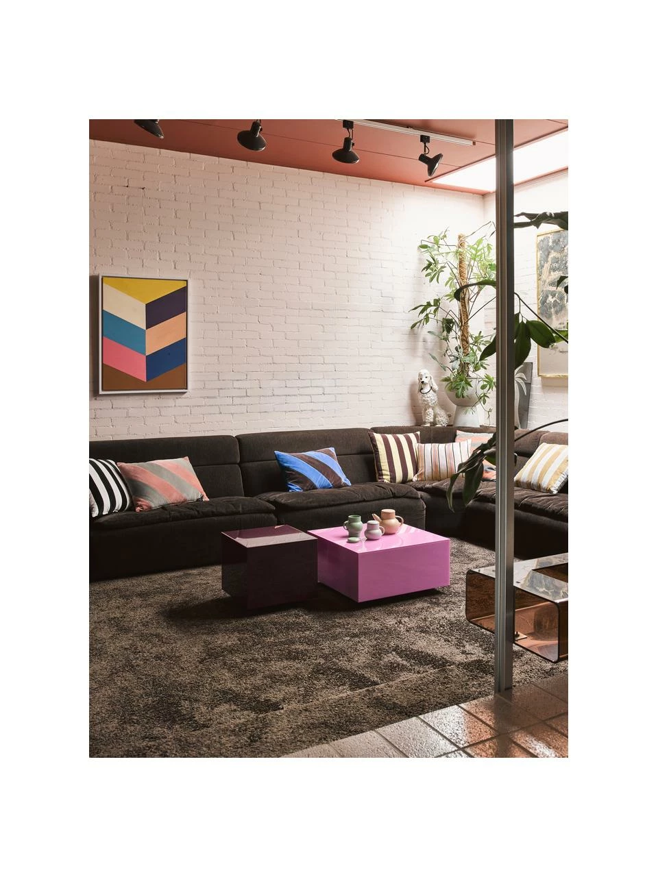 HKliving Table d'appoint verre miroir noir Block, larg. 40 x haut. 40 cm 2 HKliving Table d'appoint verre miroir noir Block, larg. 40 x haut. 40 cm – Image 2