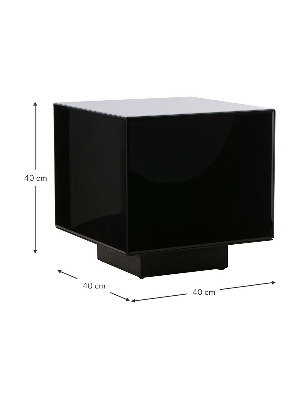 HKliving Table d'appoint verre miroir noir Block, larg. 40 x haut. 40 cm 3 HKliving Table d'appoint verre miroir noir Block, larg. 40 x haut. 40 cm – Image 3