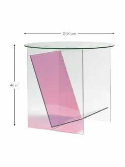 &k amsterdam Table d'appoint verre rose Tabloid, Ø 50 x haut. 46 cm -furniture Soldes Table dappoint verre rose Tabloid 2
