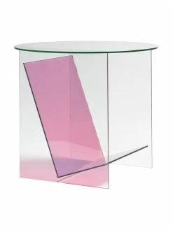&k amsterdam Table d'appoint verre rose Tabloid, Ø 50 x haut. 46 cm