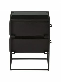 Westwing Collection Table de chevet avec plateau en verre Lyle, larg. 45 x haut. 58 cm -furniture Soldes Table de chevet avec plateau en verre Lyle 10