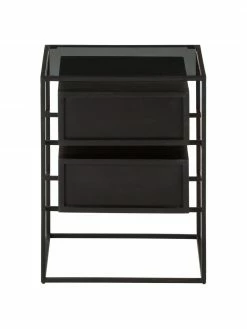 Westwing Collection Table de chevet avec plateau en verre Lyle, larg. 45 x haut. 58 cm -furniture Soldes Table de chevet avec plateau en verre Lyle 11