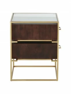 Westwing Collection Table de chevet avec plateau en verre Lyle, larg. 45 x haut. 58 cm -furniture Soldes Table de chevet avec plateau en verre Lyle 5