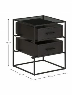 Westwing Collection Table de chevet avec plateau en verre Lyle, larg. 45 x haut. 58 cm -furniture Soldes Table de chevet avec plateau en verre Lyle 8