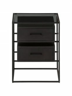 Westwing Collection Table de chevet avec plateau en verre Lyle, larg. 45 x haut. 58 cm -furniture Soldes Table de chevet avec plateau en verre Lyle 9