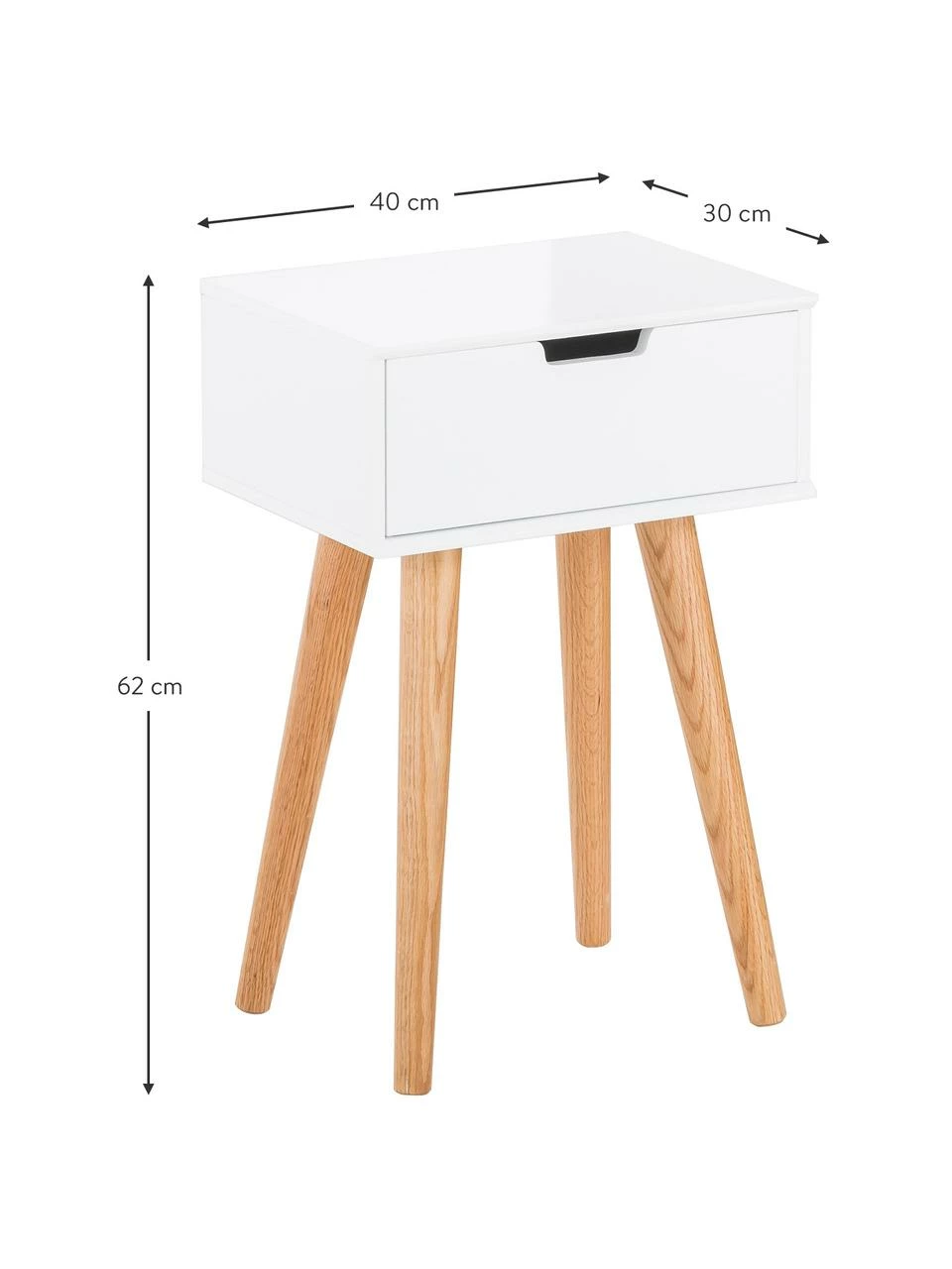 Table de chevet avec tiroir Mitra, larg. 40 x haut. 62 cm 3 Table de chevet avec tiroir Mitra, larg. 40 x haut. 62 cm – Image 3