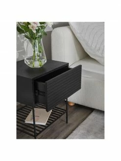 Westwing Collection Table de chevet avec tiroir noir Johanna, larg. 45 x haut. 56 cm -furniture Soldes Table de chevet avec tiroir noir Johanna 2