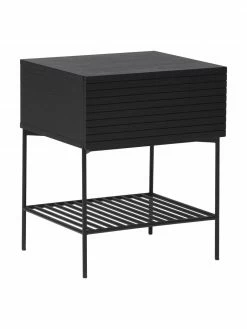 Westwing Collection Table de chevet avec tiroir noir Johanna, larg. 45 x haut. 56 cm